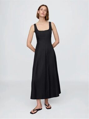 Gap Linen-Blend Square-Neck Maxi Dress